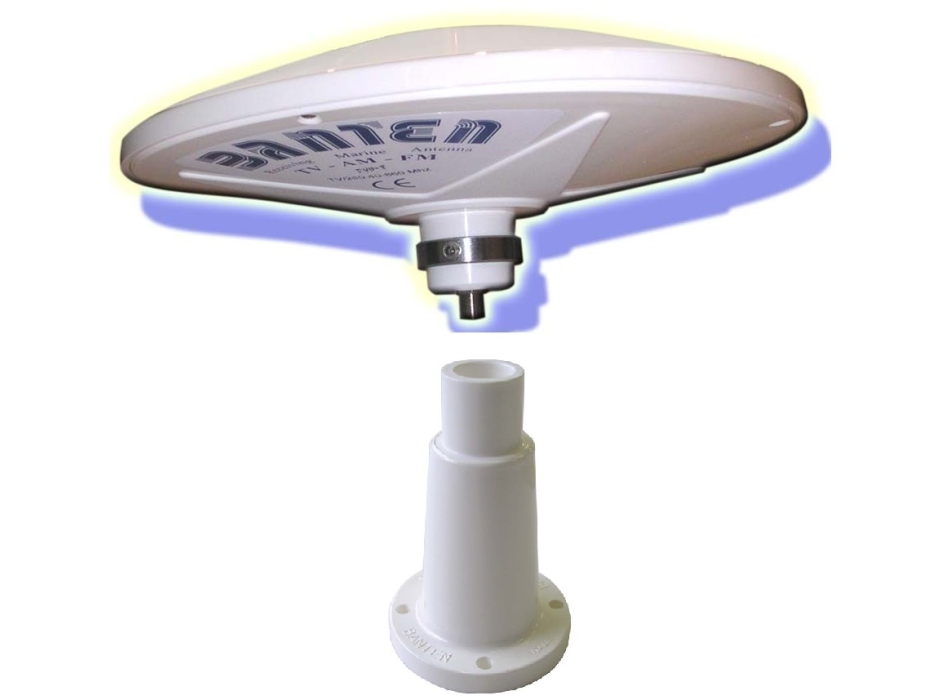 Banten ANTENNA TV OMNIDIRETTIVA SELETTIVA AMPLIFICATA PER BARCA CAMION CAMPER con base 