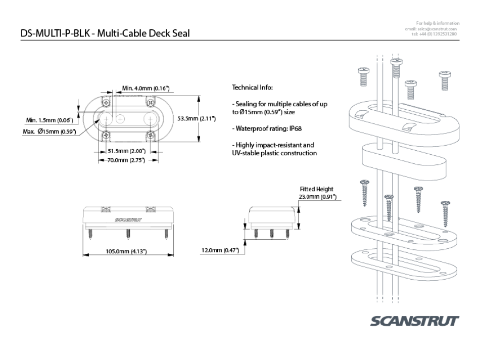 Scanstrut DS-MULTI kit multi passacavi stagno Painestore