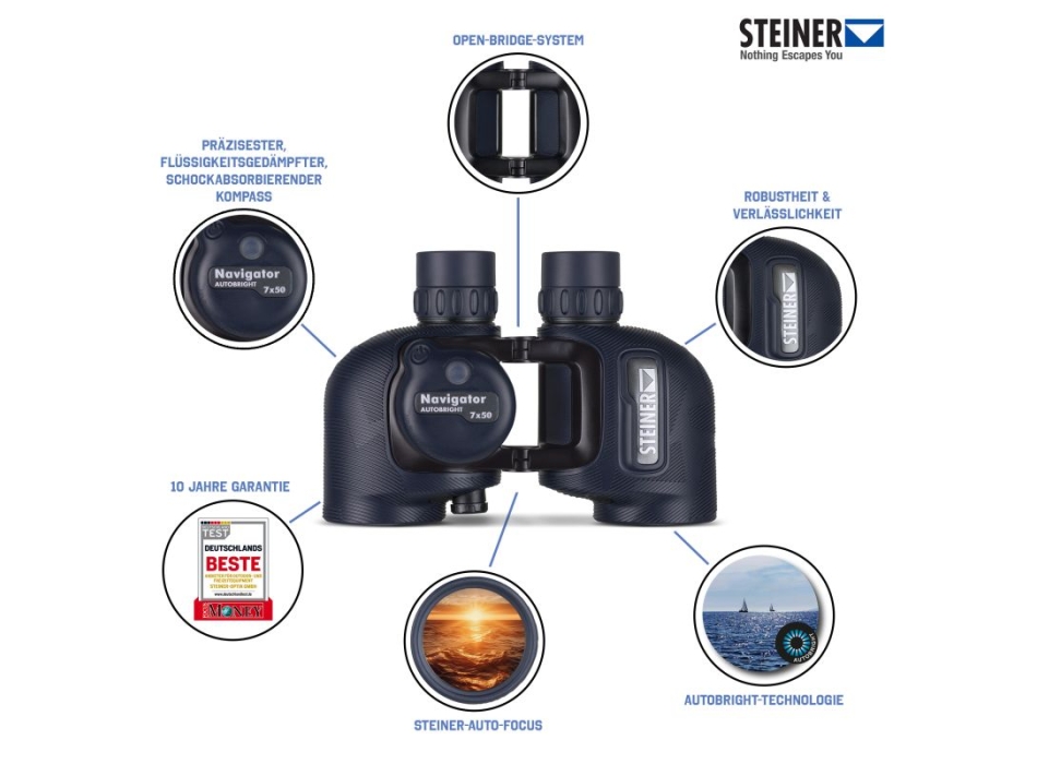 Steiner Binocolo Navigator Autobright 7X50c con bussola  Painestore